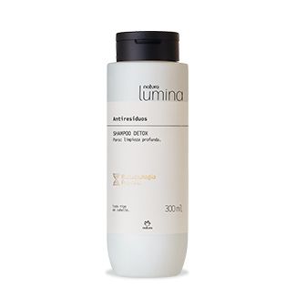 LUMINA shampoo detox 300ml. Limpa profundamente. Prepara a fibra capilar e potencializa a ação dos ativos de tratamento. Possui forma transparente. LUMINA shampoo detox 300ml. Limpa profundamente. Prepara a fibra capilar e potencializa a ação dos ativos de tratamento. Possui forma transparente.